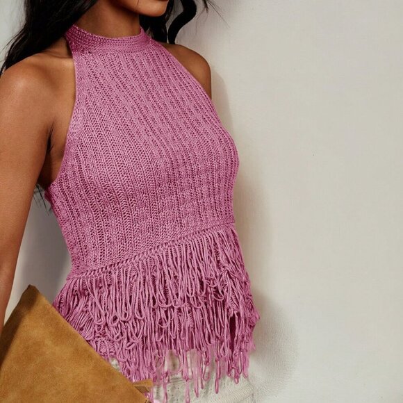 Pink Chic Women's Sleeveless Knitted Top summer vacay - Picture 4 of 7
